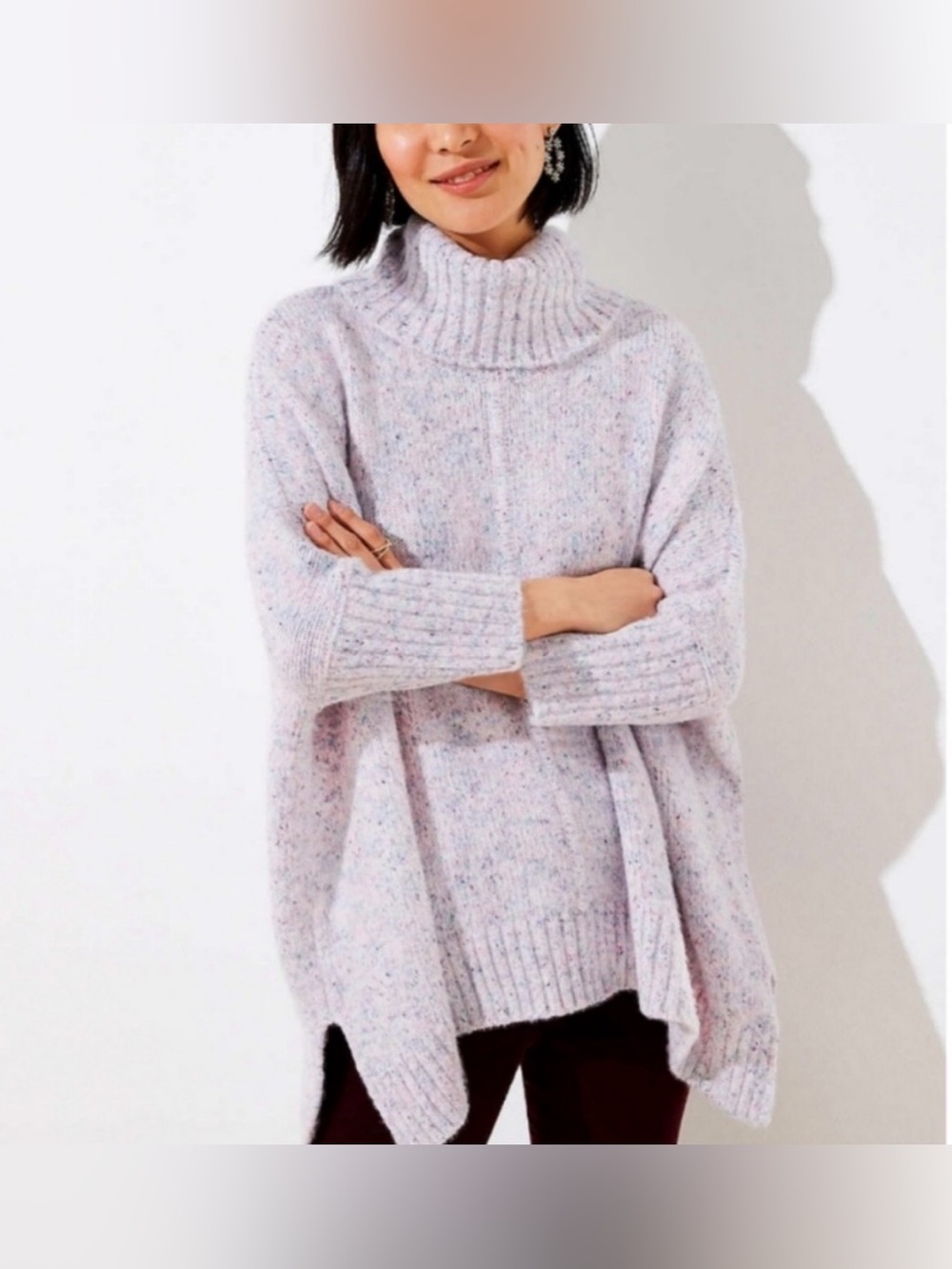 LOFT Light Lavender Speckled Turtleneck Sweater